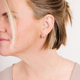 Earring Stack: Turquoise Huggies + Hexagon Huggies