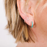 Earring Stack: Turquoise Huggies + Hexagon Huggies