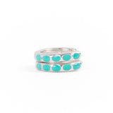 Earring Stack: Turquoise Huggies + Hexagon Huggies