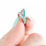 Earring Stack: Turquoise Huggies + Hexagon Huggies
