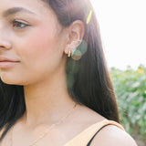 Earring Stack: Turquoise Huggies + Hexagon Huggies