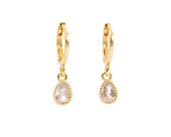 Diamond Teardrop Huggies