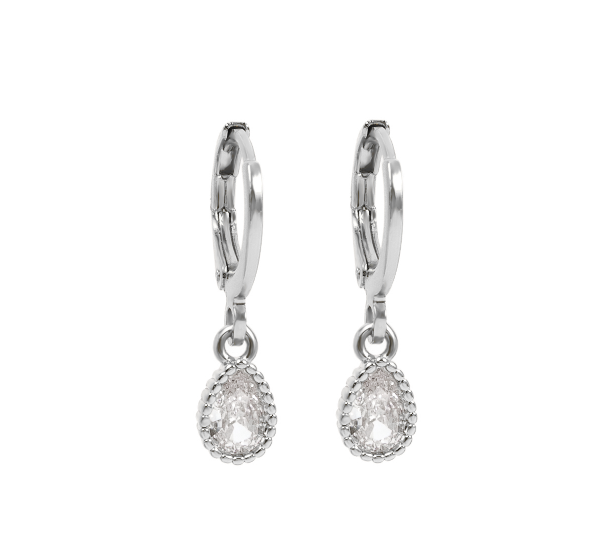 Diamond Teardrop Huggies