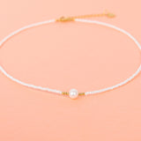 White Beaded Pearl Choker