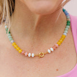 Golden Hour Color Beaded Necklace (Front Clasp)