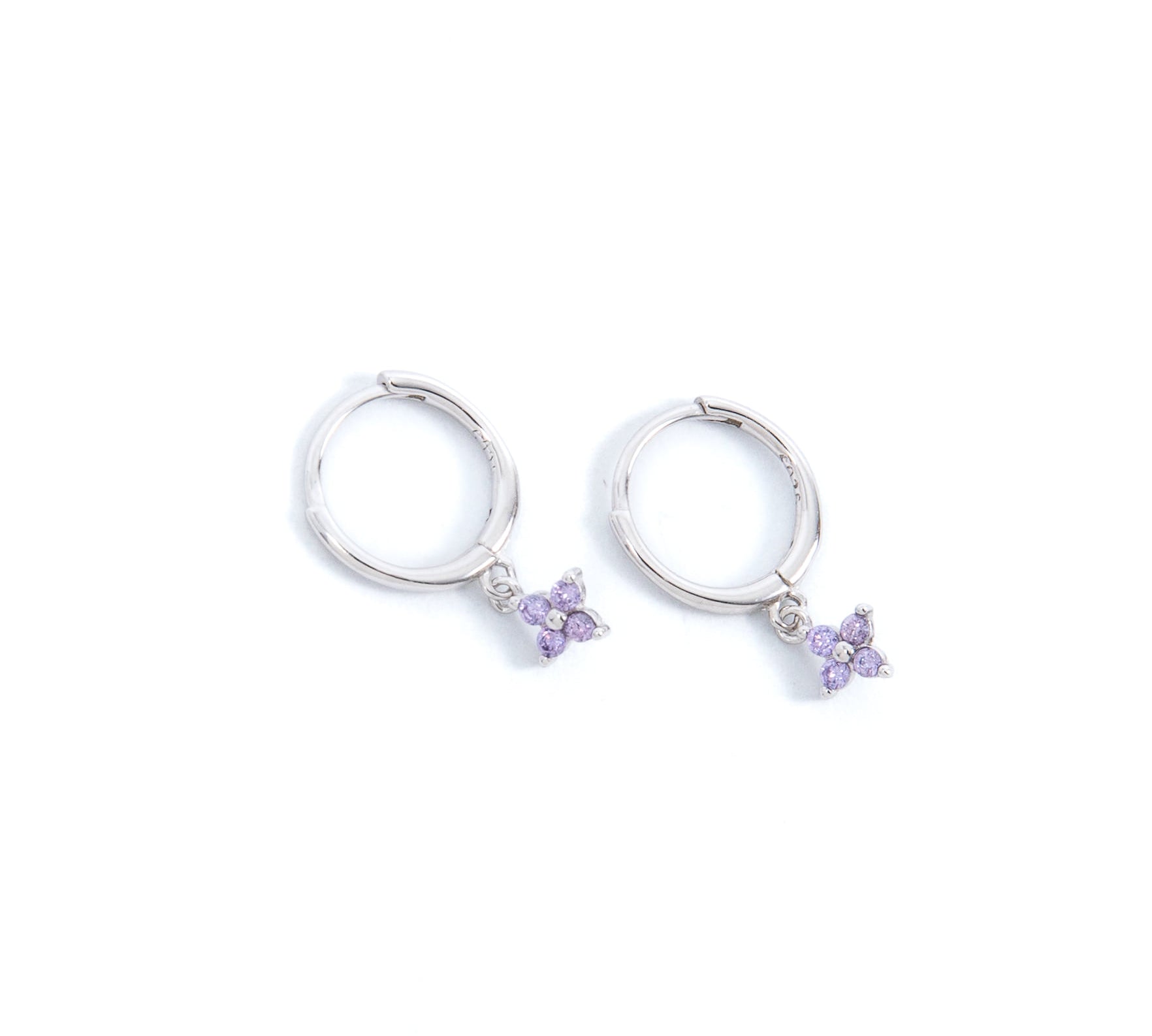 Amethyst Flower Huggies