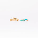 Earring Stack: Turquoise Huggies + Hexagon Huggies