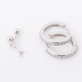 Earring Stack: Silver Diamond Huggies + 2.5 mm Silver Diamond Screwbacks